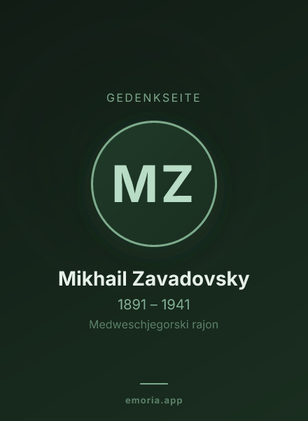 Gedenkportrait von Mikhail Zavadovsky
