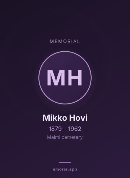 Memorial portrait of Mikko Hovi