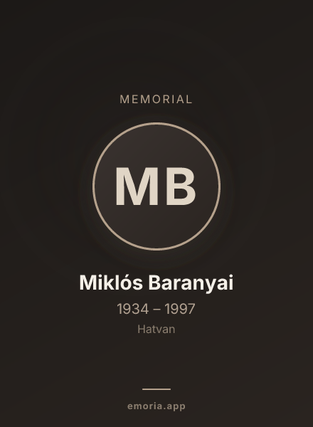 Memorial portrait of Miklós Baranyai