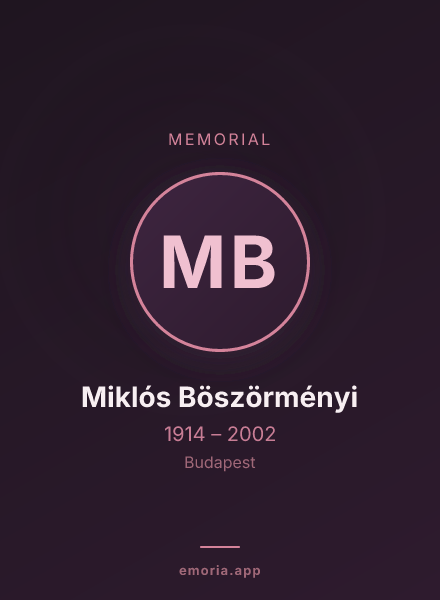 Memorial portrait of Miklós Böszörményi