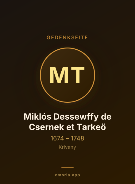 Gedenkportrait von Miklós Dessewffy de Csernek et Tarkeö