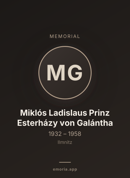 Memorial portrait of Miklós Ladislaus Prinz Esterházy von Galántha
