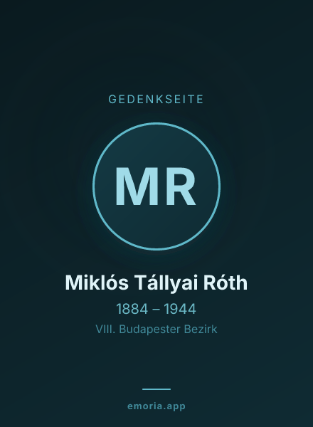 Gedenkportrait von Miklós Tállyai Róth