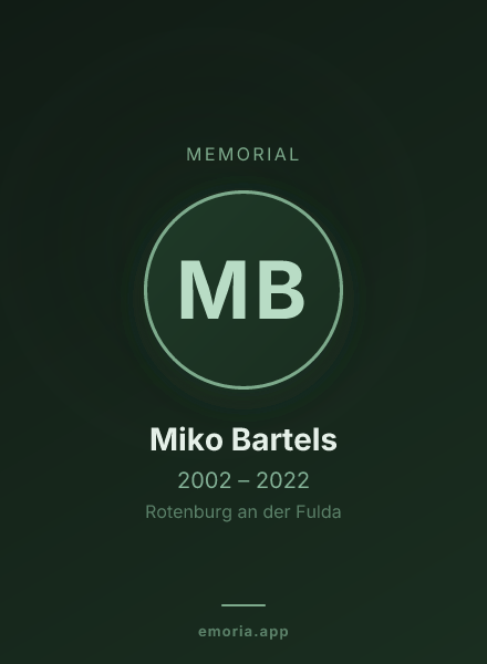 Memorial portrait of Miko Bartels