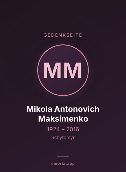 Gedenkportrait von Mikola Antonovich Maksimenko