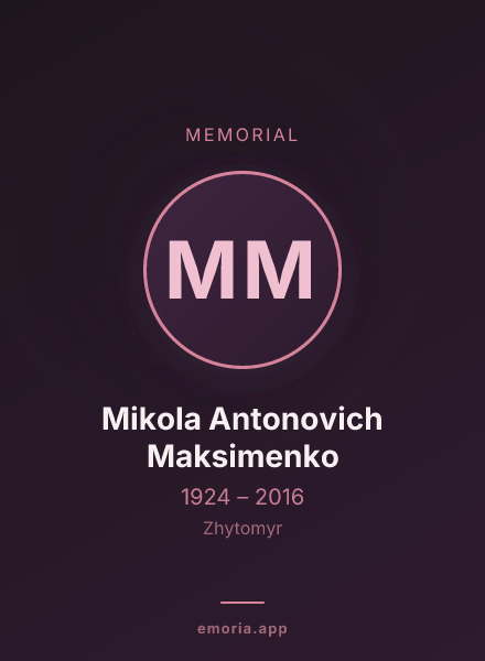 Memorial portrait of Mikola Antonovich Maksimenko