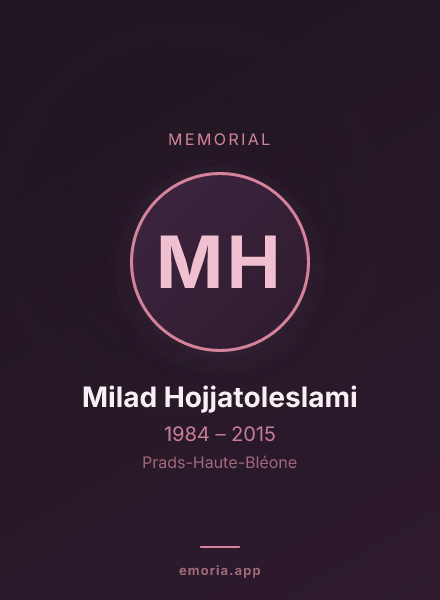 Memorial portrait of Milad Hojjatoleslami