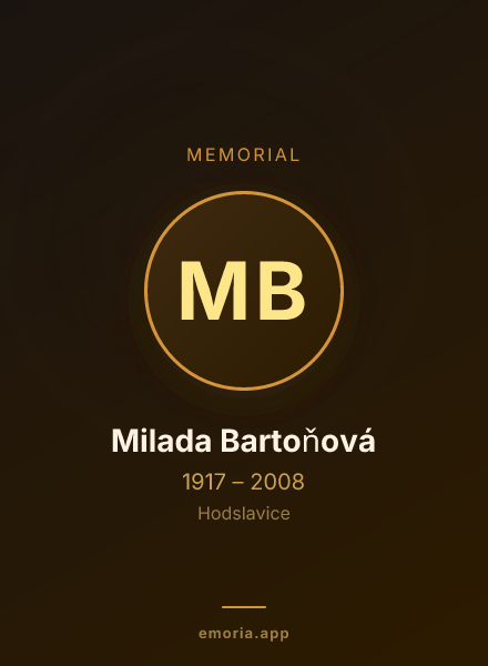 Memorial portrait of Milada Bartoňová