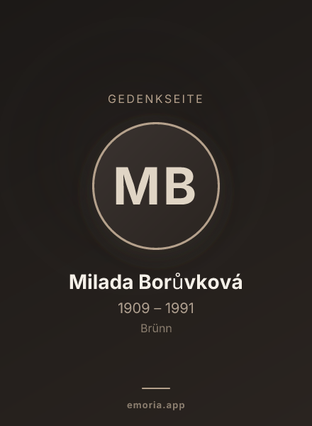 Gedenkportrait von Milada Borůvková