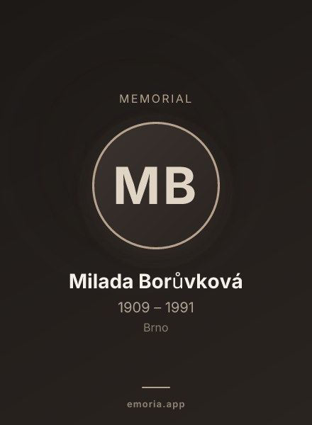 Memorial portrait of Milada Borůvková