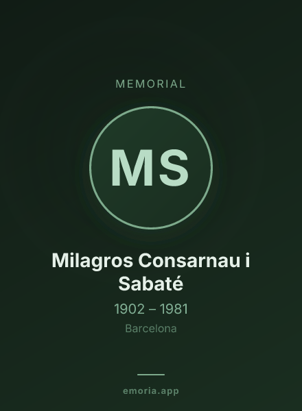 Memorial portrait of Milagros Consarnau i Sabaté
