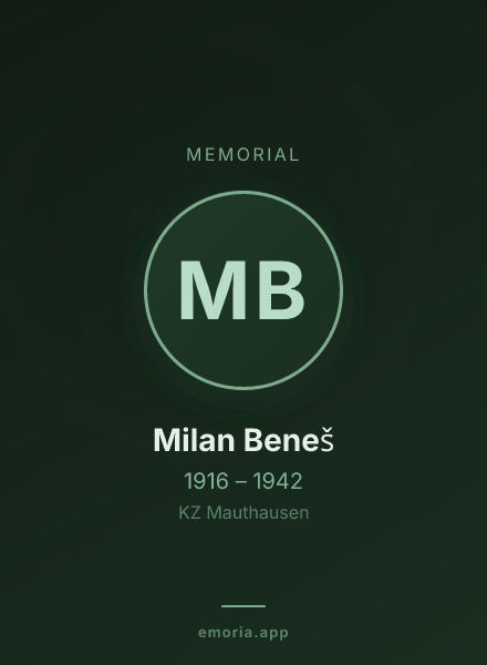 Memorial portrait of Milan Beneš