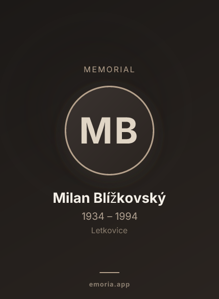 Memorial portrait of Milan Blížkovský