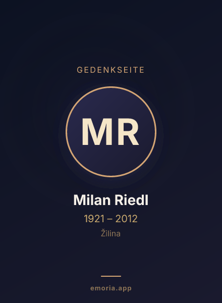 Gedenkportrait von Milan Riedl