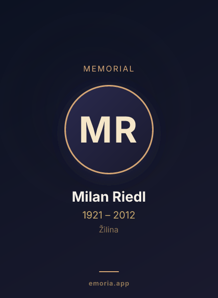 Memorial portrait of Milan Riedl