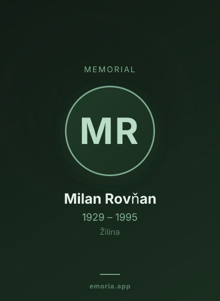 Memorial portrait of Milan Rovňan