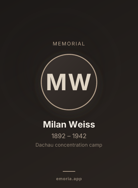 Memorial portrait of Milan Weiss