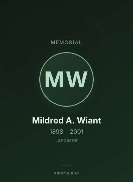 Memorial portrait of Mildred A. Wiant