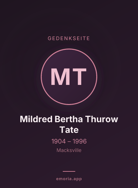 Gedenkportrait von Mildred Bertha Thurow Tate