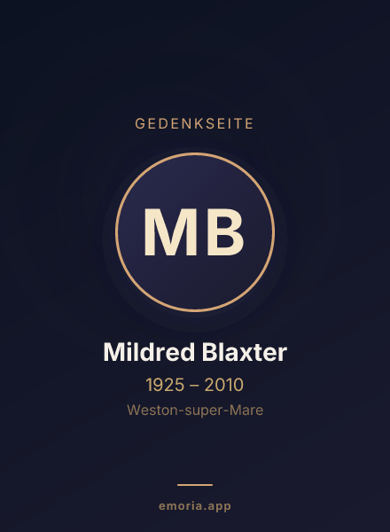 Gedenkportrait von Mildred Blaxter