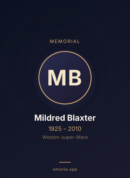 Memorial portrait of Mildred Blaxter