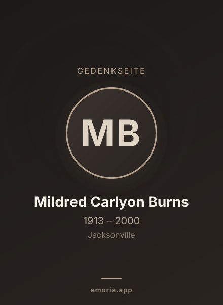 Gedenkportrait von Mildred Carlyon Burns