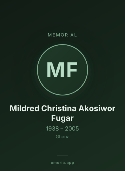 Memorial portrait of Mildred Christina Akosiwor Fugar