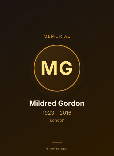 Memorial portrait of Mildred Gordon