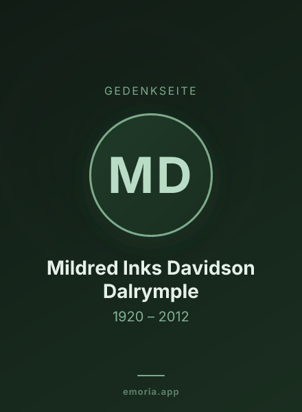 Gedenkportrait von Mildred Inks Davidson Dalrymple