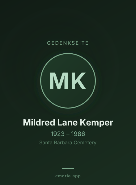Gedenkportrait von Mildred Lane Kemper
