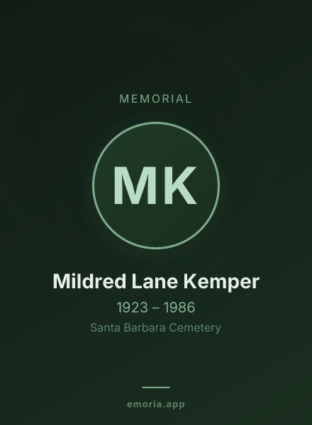 Memorial portrait of Mildred Lane Kemper