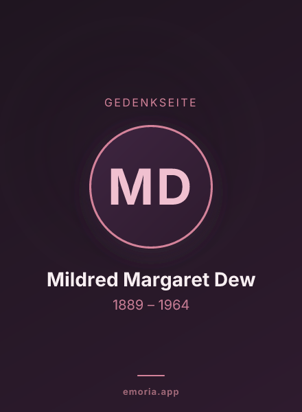 Gedenkportrait von Mildred Margaret Dew