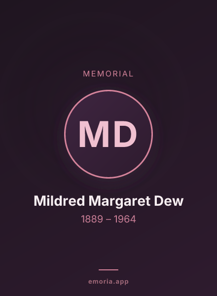 Memorial portrait of Mildred Margaret Dew
