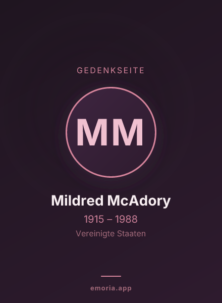 Gedenkportrait von Mildred McAdory