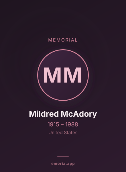 Memorial portrait of Mildred McAdory