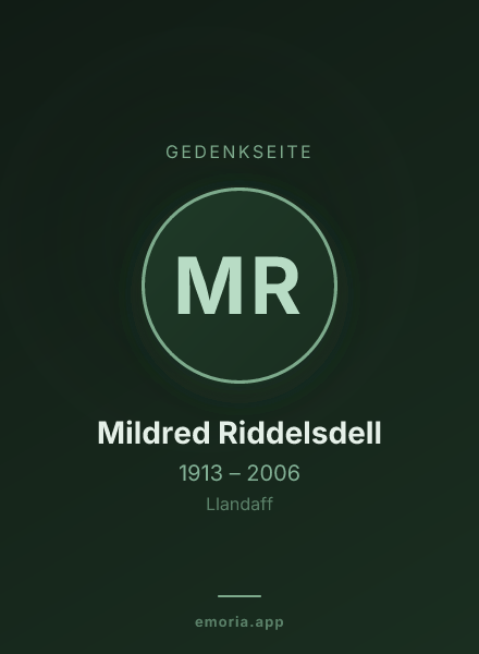 Gedenkportrait von Mildred Riddelsdell