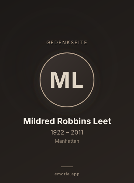 Gedenkportrait von Mildred Robbins Leet
