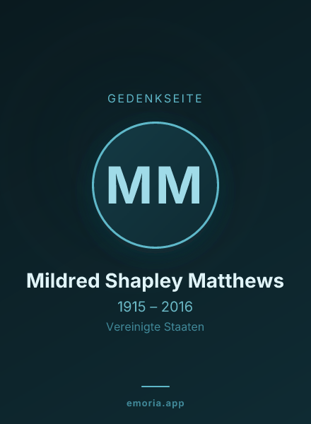 Gedenkportrait von Mildred Shapley Matthews