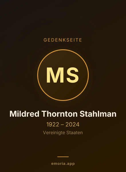 Gedenkportrait von Mildred Thornton Stahlman