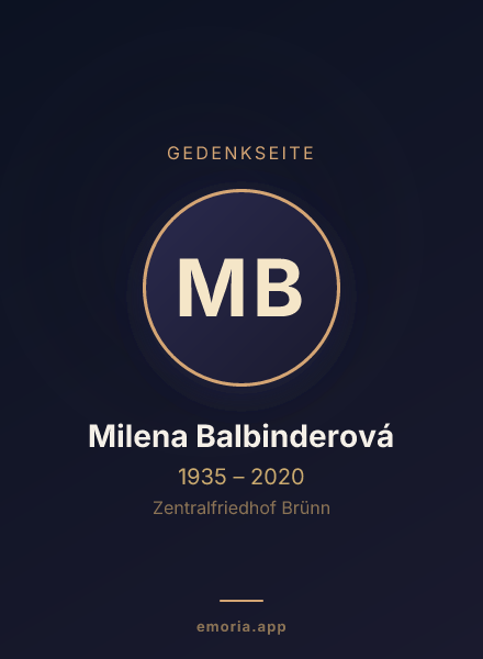 Gedenkportrait von Milena Balbinderová