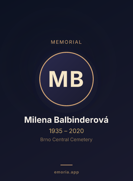 Memorial portrait of Milena Balbinderová