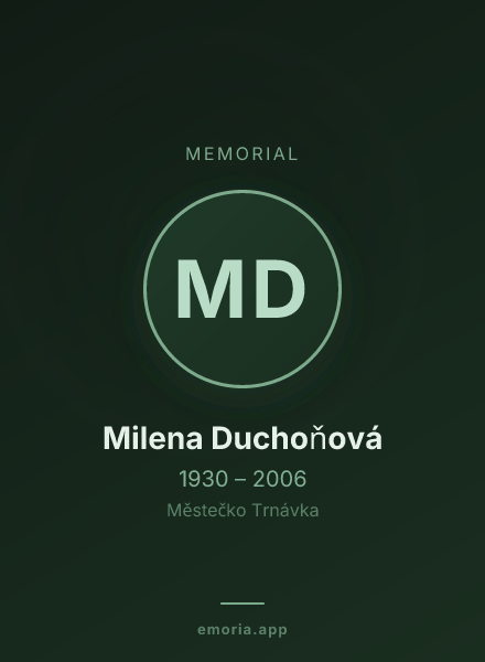 Memorial portrait of Milena Duchoňová