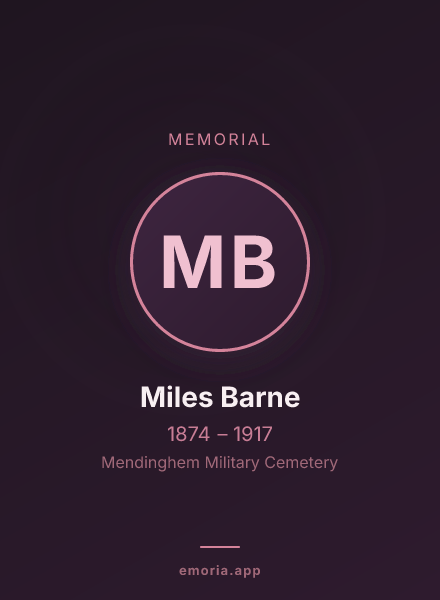 Memorial portrait of Miles Barne