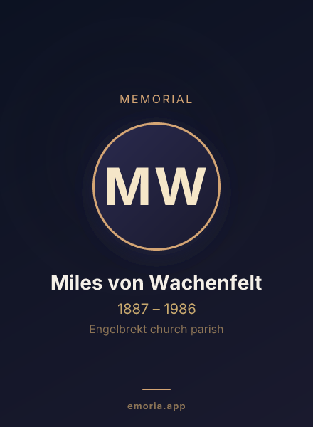 Memorial portrait of Miles von Wachenfelt