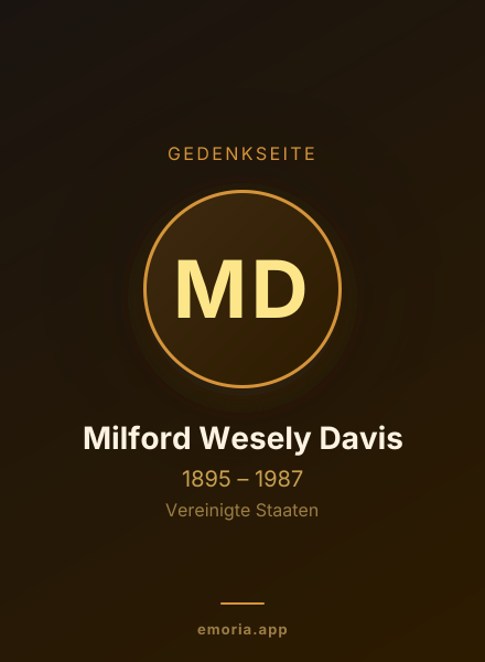 Gedenkportrait von Milford Wesely Davis
