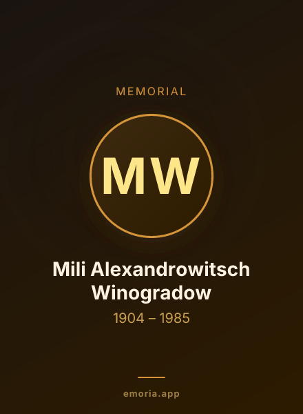 Memorial portrait of Mili Alexandrowitsch Winogradow