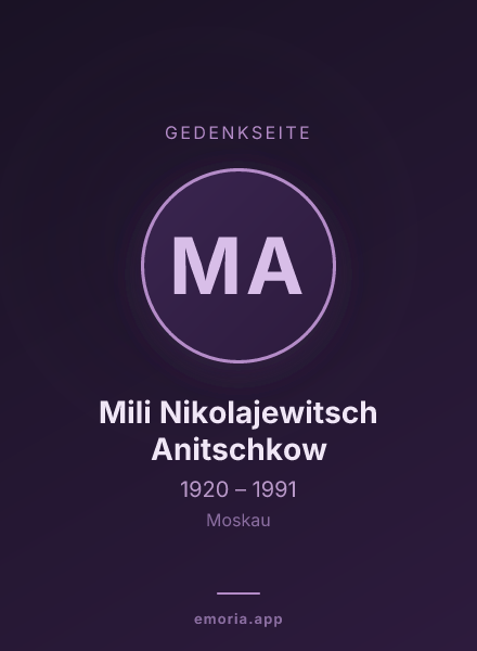 Gedenkportrait von Mili Nikolajewitsch Anitschkow
