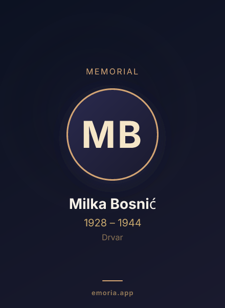 Memorial portrait of Milka Bosnić