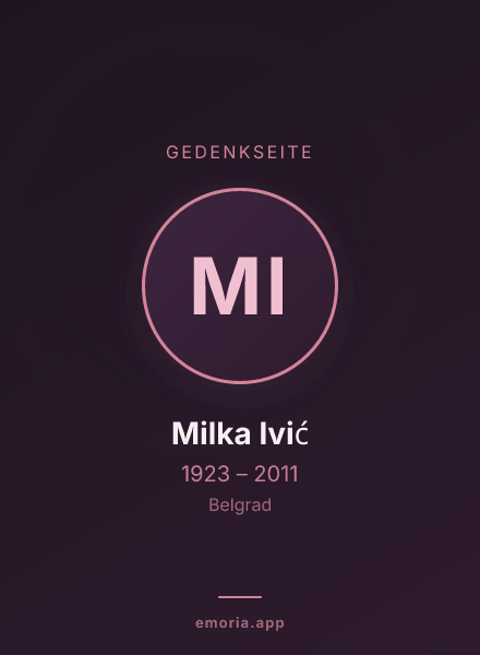 Gedenkportrait von Milka Ivić