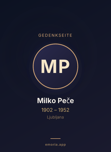 Gedenkportrait von Milko Peče
